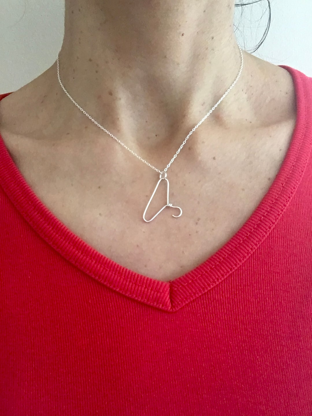 Sterling Silver Clothes Hanger Charm With Chain, Clothing Hanger, Coat
