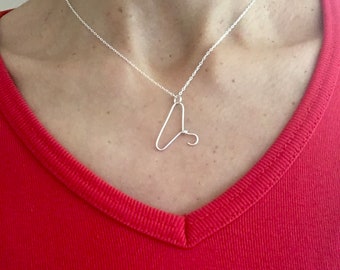 Sterling silver clothes hanger charm with chain, clothing hanger, coat hanger necklace