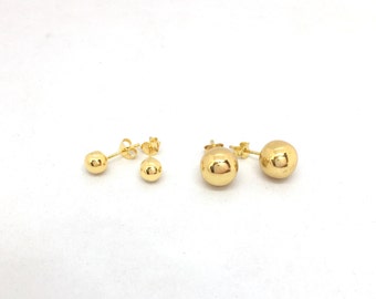 Orecchini Pendenti A Sfera In Argento 925 Placcato Oro Giallo O Rosa - Diametro Sfera 6 Mm - Ipoallergenici DTPsilver