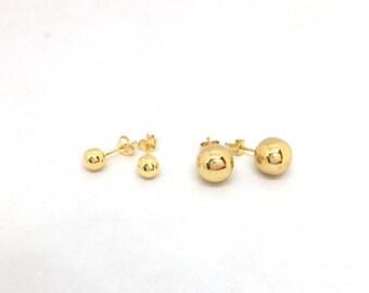 Orecchini Pendenti A Sfera In Argento 925 Placcato Oro Giallo O Rosa - Diametro Sfera 6 Mm - Ipoallergenici DTPsilver