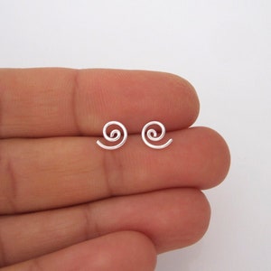 SWIRL SPIRAL sterling silver or yellow gold/rose gold filled earrings studs, minimalistic geometric earrings