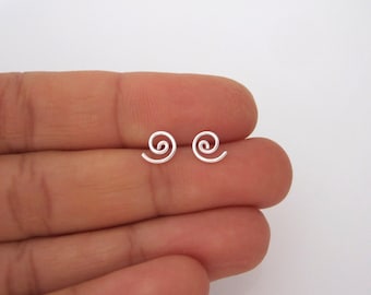 SWIRL SPIRAL sterling silver or yellow gold/rose gold filled earrings studs, minimalistic geometric earrings