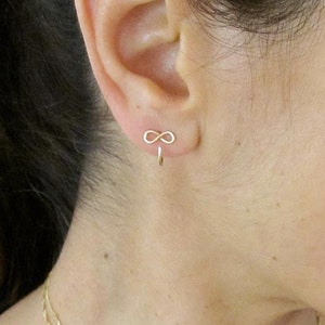 INFINITY solid sterling silver, 14K yellow or rose gold filled wire open hoops