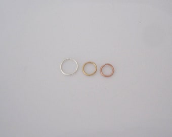 One wire hoop 22g sleeper solid sterling silver, 14K yellow or rose gold filled wire small earring, nose ring