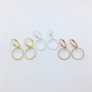 A pair of circle charms sterling silver, yellow gold or rose gold plated silver small hoops