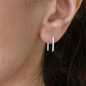ARC ARCH U sterling silver, yellow or rose gold wire small open hoops earrings, one pair of earrings