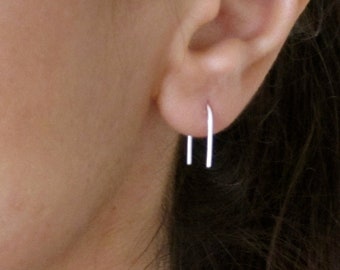 ARC ARCH U sterling silver, yellow or rose gold wire small open hoops earrings, one pair of earrings