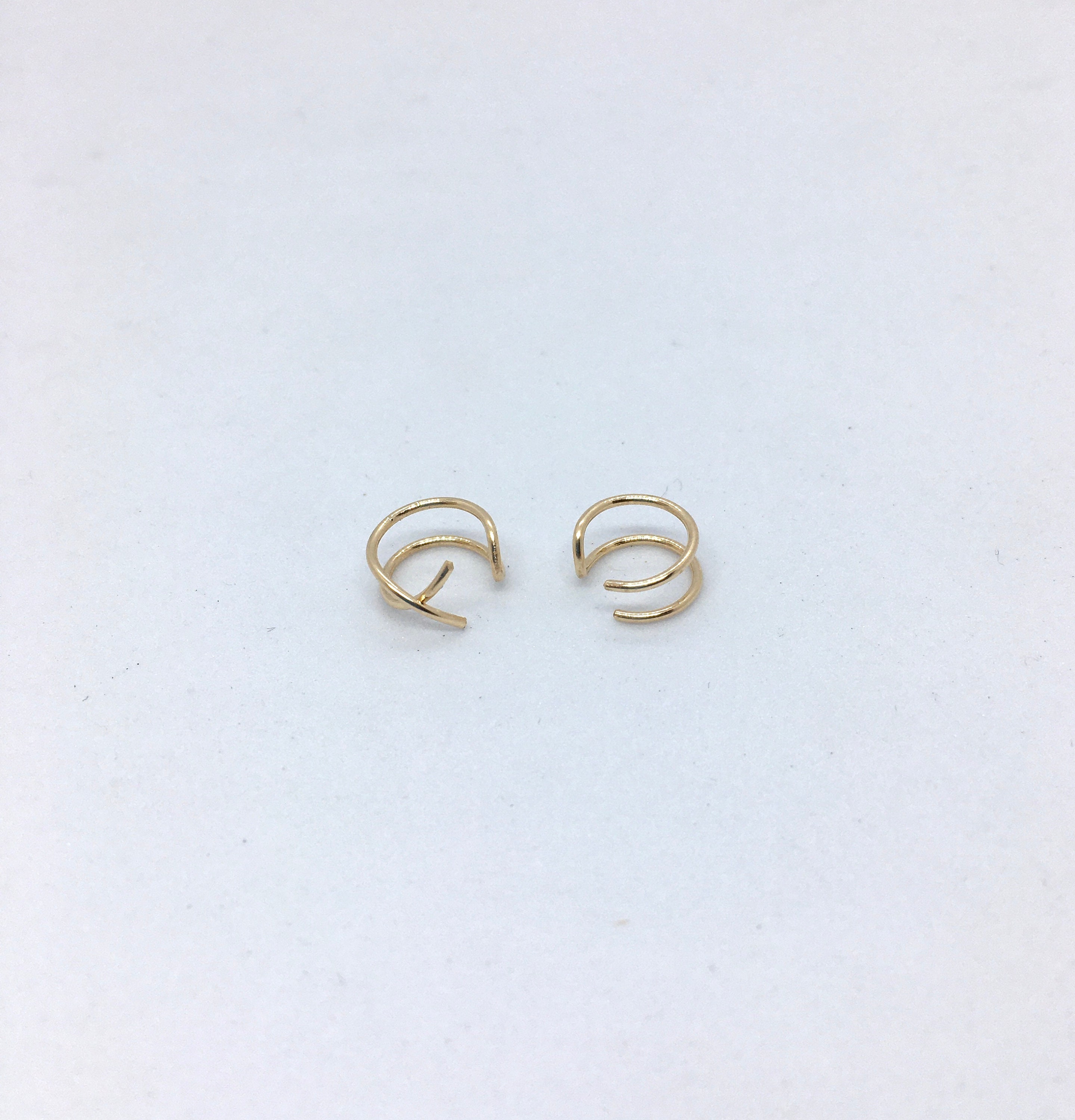 A Set of a Double Hoop and a Criss Cross Ear Cuffs in Solid | Etsy