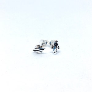 Small Saturn planet and Rocket ship sterling silver stud earrings, cosmos outer space studs, mismatched earrings