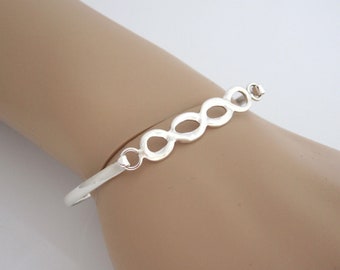 Infinity Eternity love sterling silver bangle, anniversary gift, infinity bracelet