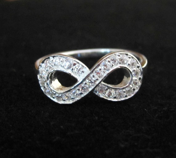 Anello Donna Infinity In Argento 925 Con CZ Bianco - Taglie 6-7-8-9-10 - Fatto A Mano - Foto 4