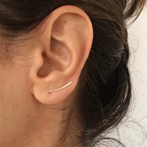 Ear pins, climbers, crawlers open hoops earrings in sterling silver, 14k yellow or rose gold filled arch, minimalist earrings