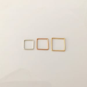 One small SQUARE hoop, nose ring in sterling silver, yellow or rose gold filled wire, geometric earring