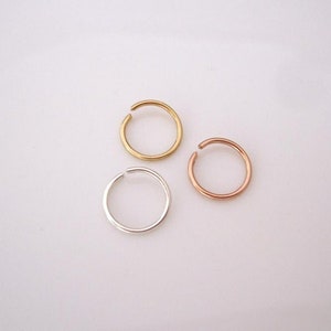 One sterling silver or gold filled 20g wire small hoop, nose, daith, rook, helix, cartilage ring