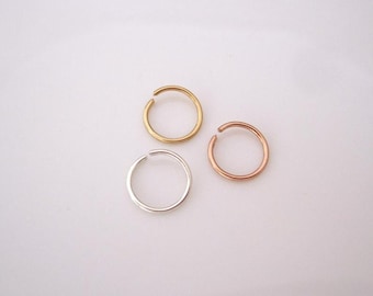 One sterling silver or gold filled 20g wire small hoop, nose, daith, rook, helix, cartilage ring
