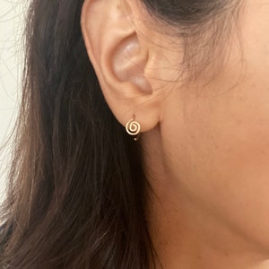 Swirl solid sterling silver, 14K yellow or rose gold filled wire open hoops