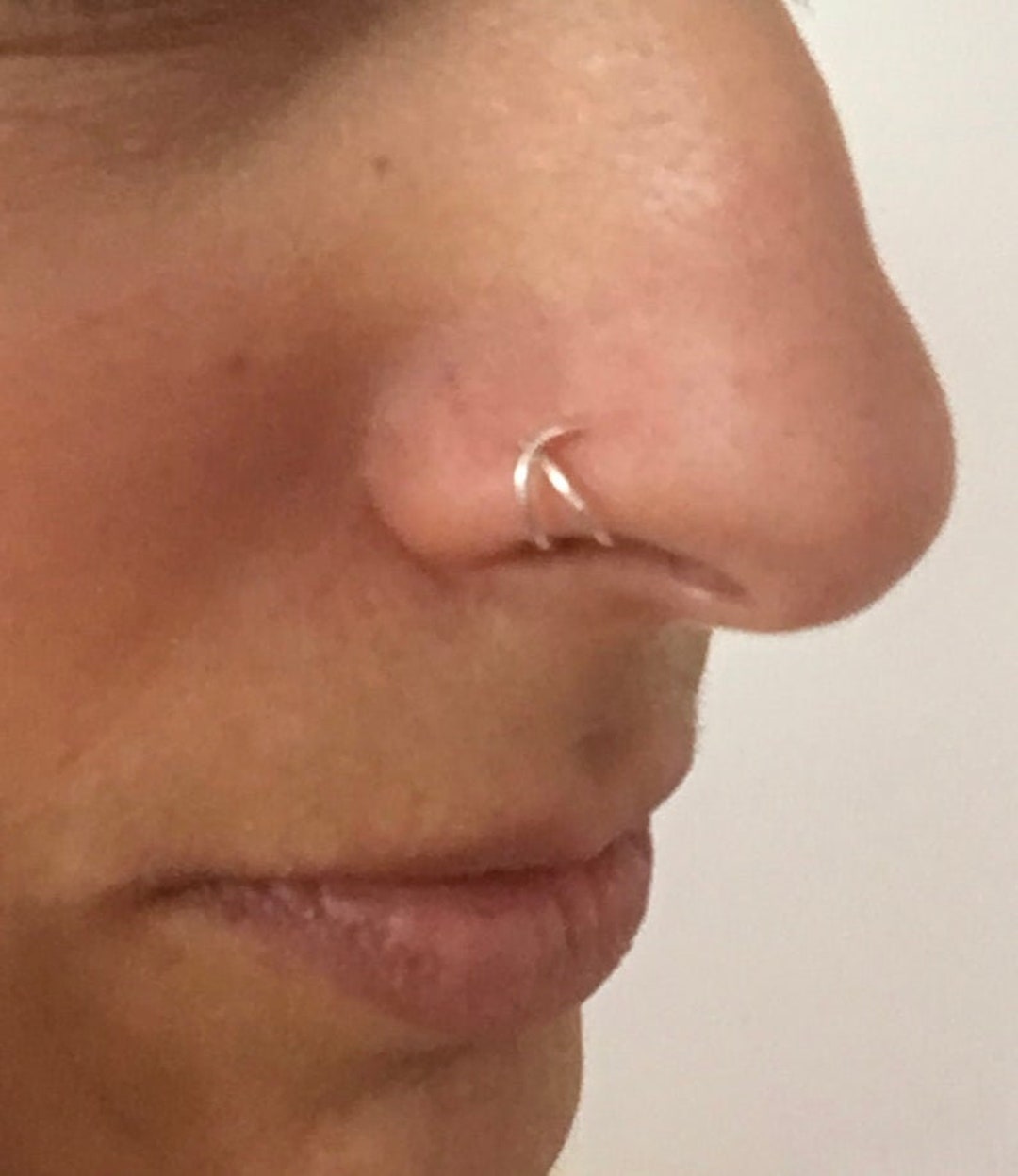 Criss Cross Fake Nose Ring in Sterling Silver Yellow or Rose Gold Filled Wire Single Ring Etsy