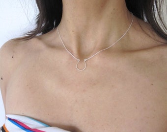 Lucky Horse shoe in sterling silver or yellow gold necklace, dainty good luck faith necklace
