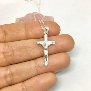 Collar delicado de plata esterlina con dije 3D de Jesucristo CROSS, joyería religiosa