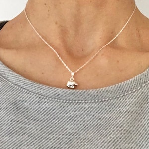 Tiny Elephant sterling silver pendant with necklace chain, Good Luck symbol, family necklace