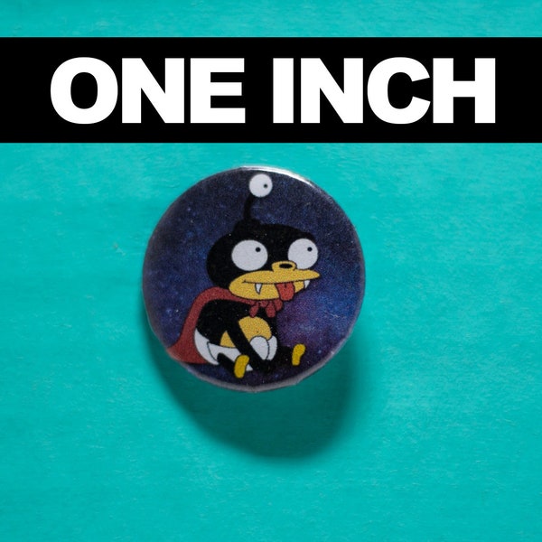 ONE INCH Futurama Nibbler on Galaxy Print 1 inch Button Pin