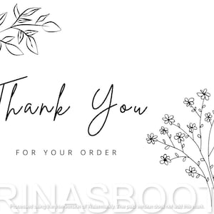 Thank You For Your Order Printable Cards