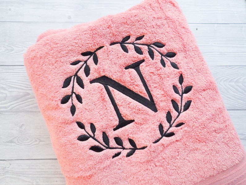 Personalised Embroidered Towel With Decorative Initial Bath Etsy UK