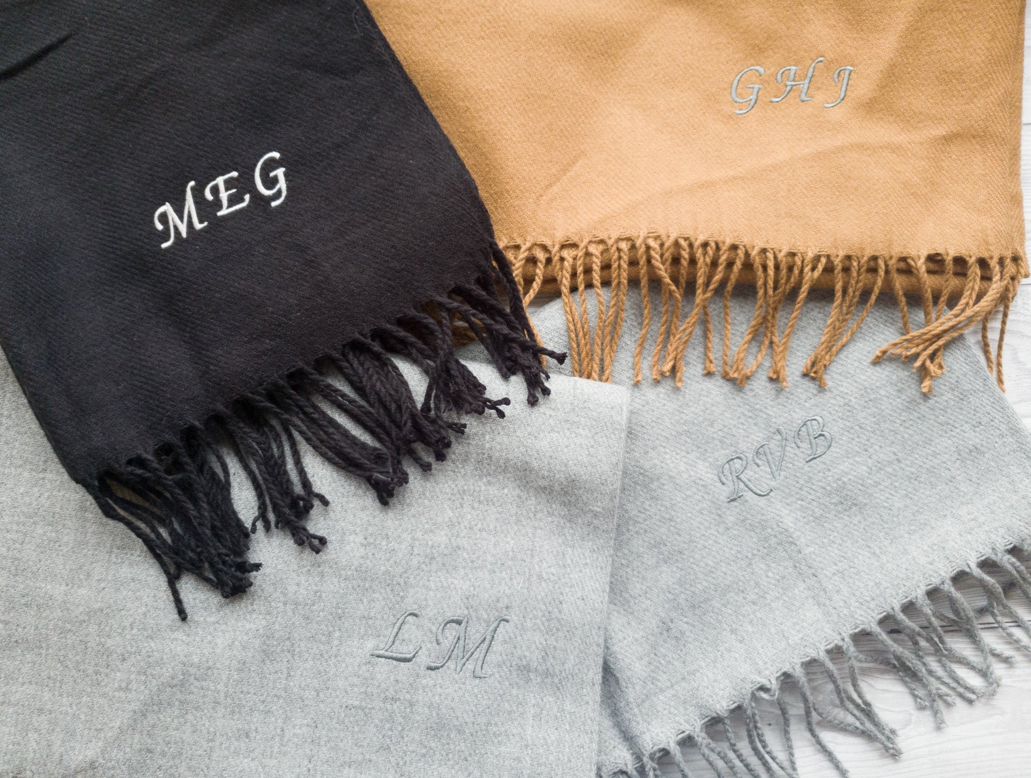 Embroidered Personalised Scarf with initial or name Monogram | Etsy