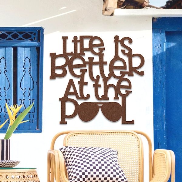 Metal Pool Sign: Powder Coated Steel, Outdoor Decor