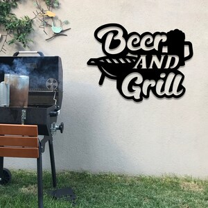 Beer and Grill Metal Sign: Laser Cut Outdoor Decor