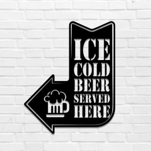 Ice Cold Beer Metal Sign: Home Bar Decor