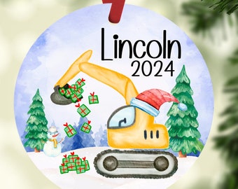 Excavator Christmas Ornaments | Excavator Personalized Ornament| Kids Personalized Christmas Ornaments for Kids