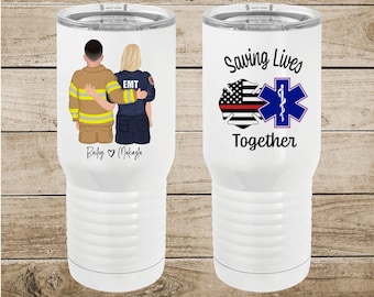 Regalos de paramédico EMT, vaso de paramédico personalizado, vaso de esposa de bombero, regalos de bombero, vaso de bombero personalizado