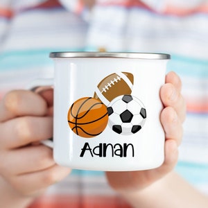Sport Mug Kids Mug Easter Basket Stuffers Soccer Baseball Basketball Personalized Gift Sport Birthday Party Favors