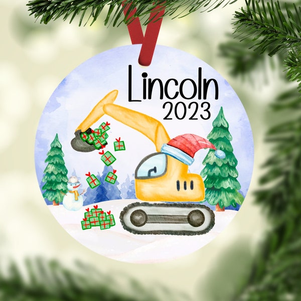 Excavator Christmas Ornaments | Excavator Personalized Ornament| Kids Personalized Christmas Ornaments for Kids