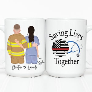 Personalized Firefighter Gifts Nurse Gifts Fire Fighter Mug Nurse Tumbler Personalized Gift for Her Personalized Couple Mug