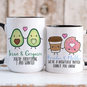 Parejas Juego de tazas – recién casados y recién casados – 2 11oz o 15oz  tazas de cerámica para café y té