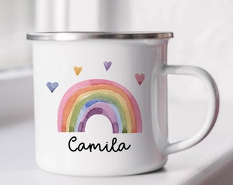 Kid Mug  | Personalized Enamel Mug for Kids | Custom Enamel Mug | Rainbow Mug
