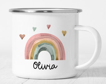 Kid Mug  | Personalized Enamel Mug for Kids | Custom Enamel Mug | Rainbow Mug