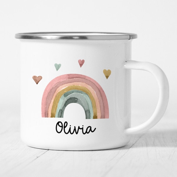 Kid Mug  | Personalized Enamel Mug for Kids | Custom Enamel Mug | Rainbow Mug