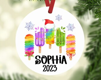 Sweets Christmas Ornaments Personalized Gift for Kids | Ice Cream Christmas Ornaments Gift for Her | Popsicle Personalized Ornaments