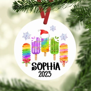 Sweets Christmas Ornaments Personalized Gift for Kids | Ice Cream Christmas Ornaments Gift for Her | Popsicle Personalized Ornaments