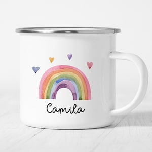 Kid Mug  | Personalized Enamel Mug for Kids | Custom Enamel Mug | Rainbow Mug