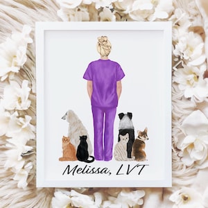 Veterinary Graduation Gift Custom Veterinary Wall Art Veterinarian Wall Hanging Print Mothers Day Personalized Gift for Her Custom Vet Print