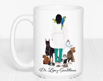 Veterinarian Graduation Gift with Animals Coffee Mug for Veterinary Student Gift Personalized Vet Tech Gift Graduation Present