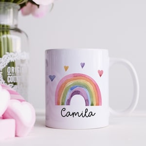 Regenbogen-Keramik-Kaffeetasse, personalisierte Tasse für Langstrecken-Bester Freundgeschenk