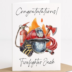 Personalized Firefighter Graduation Card Keepsake Fire Academy Graduation Gift Fireman Handwritten Message Card Congratulations Card