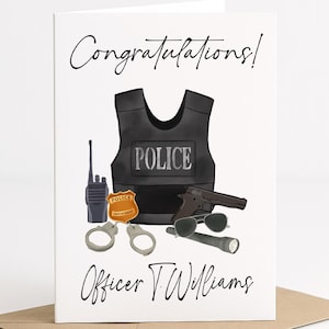 Police Officer Gift Cards, Personalized Graduation Greeting Card for Him, Party Decoration, Custom Printed Card
