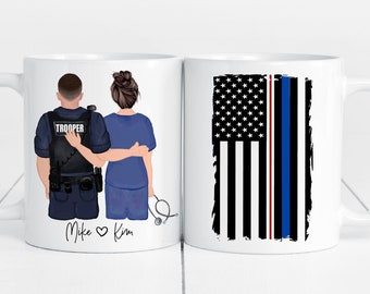 Personalized Police Officer Gifts for Men | Police Wife Personalized Gift for Her | Custom Nurse Mug Police Mug
