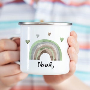 Regenbogen-Kid-Tasse | Personalisiertes Geschenk für Kinderkundenspezifische Emaille-Tasse